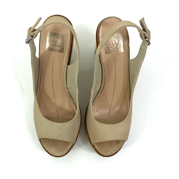 DV Open Toe Wedge Heels Espadrilles Sandals Beige - Picture 6 of 8